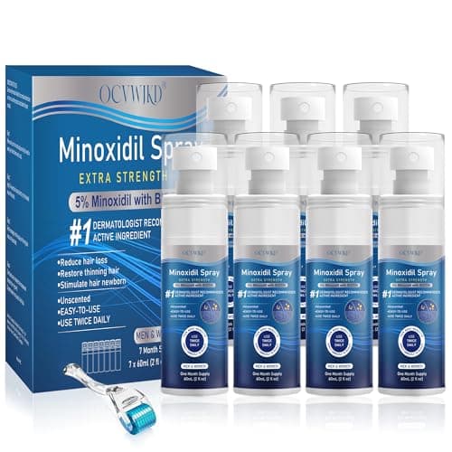5% Minoxidil for Men and Women, Regrowth Serum, Extra Strength Spray for Hair Loss, Minoxidil 5 Percent, Thicker Healthier Hair, Beard Growth Kit, Topical Treatment, 60ml x 7 Bottles（Extra Strength） - Image 1