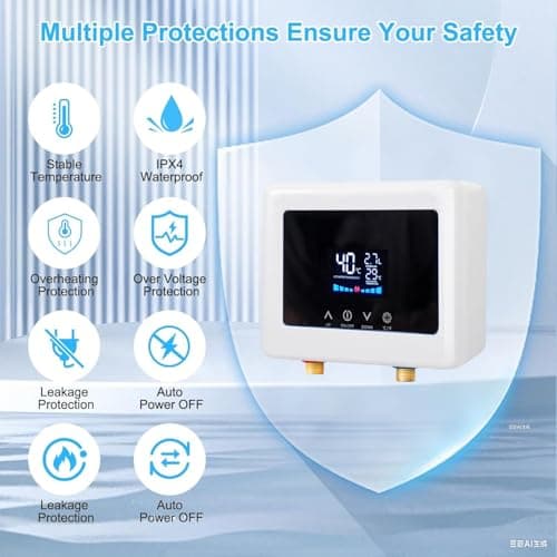 Aottop Electric Tankless Water Heater 110V 3000W - Instant Hot Water Under Sink with Remote Control & Digital Display, Portable Mini On Demand for RV, Kitchen, Bathroom - Thumbnail 2