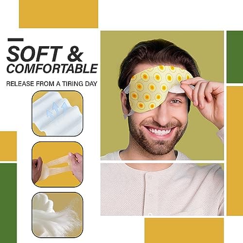 16 Packs Steam Eye Masks for Dry Eyes Heating Eye Mask Warm Compress for Eyes Relief Stress, Eye Fatigue Travel Essential Self Heating Moist Sleep Mask SPA Accessories - Thumbnail 6