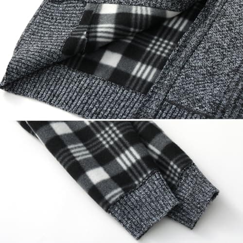 Msmsse Men's Knitted Full Zip Cardigan Sweater Slim Fit Casual Stand Collar Sweater with Pockets Dark Grey 2XL - Thumbnail 4