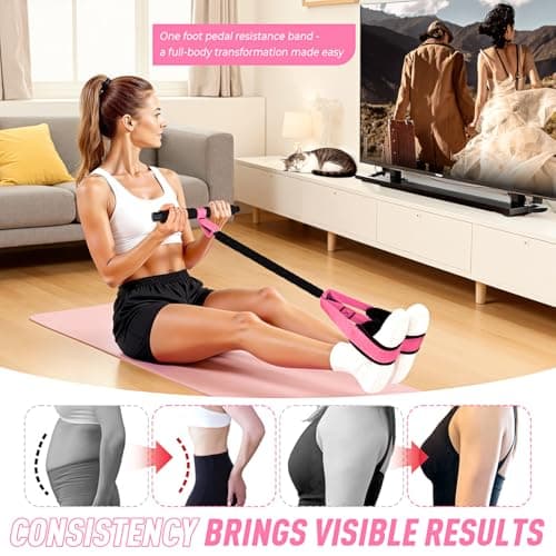 NTIUYOT Upgraded Durable Pedal Resistance Band with Handle, Thickened Latex Tubes and Soft Foam Fabric Foot Pedal, Sit Up Exercise Equipment for Abdomen, Waist, Arm, Core/ABS, Leg, Physical Therapy - Thumbnail 4