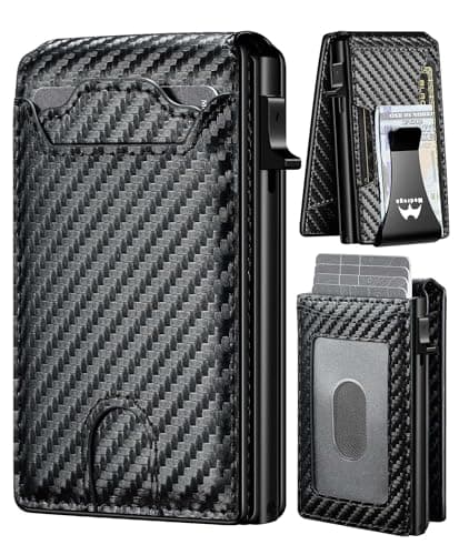 Card Wallet for Men Slim Minimalist: Smart Pop Up Wallets with Money Clip - RFID Front Pocket Credit Card Holder - Gift for Men Husband - Image 1