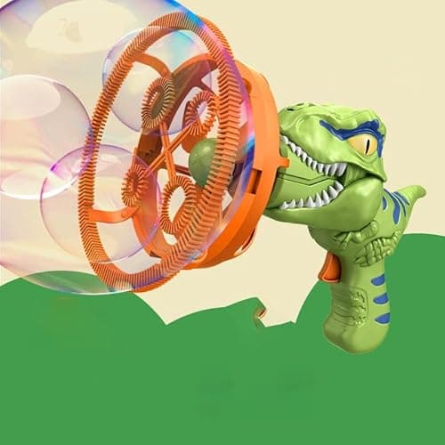 Bubble Gun for Kids, Automatic Bubble Machine with Double Bubble Effect, 1000+ Bubbles Per Minute, Birthday Christmas Party Favors Gift for Boys Girls Toddlers Age 3-9 (Red) (Little Dinosaur) - Image 1