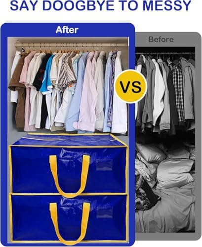 Upgraded Moving Bags Heavy Duty Extra Large Waterproof Storage Bags for Clothes Dark Blue 4P - Thumbnail 2