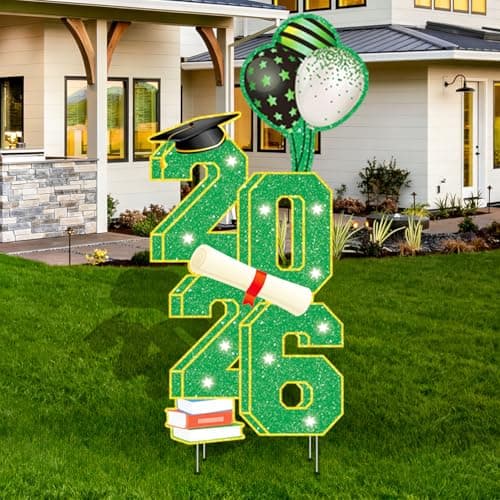 3.5FT Large Class 2026 Graduation Yard Sign Yard Decorations Congrats Graduation Lawn Signs 2026 Grad Yard Signs with Stakes for Outdoor Indoor Congrats Graduation Party Decoration Supplies - Image 1