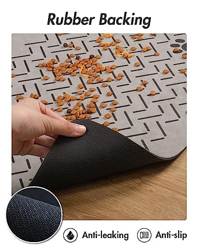 MontVoo-Absorbent Pet Feeding Mat-No Stains Quick Dry Dog Mat for Food and Water Bowl-Rubber Backing Dispenser Mat Accessories Supplies-Dog Bowl Messy Drinkers,(Light Grey,17"x28") - Thumbnail 5