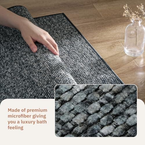 PADOOR Thin Bath Mats, Braided Bath Mats for Bathroom, No-Slip Rubber Backed Bath Rugs, Machine Washable & Quick Dry Absorbent Bathroom Mat (24"x36", Darkgrey) - Thumbnail 5