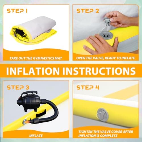 Tuxedo Sailor Inflatable Gymnastics Mat with Electric Pump, Storage Bag, Repair Kit–Air Mat for Home Training, Cheerleading, Yoga - Thumbnail 6