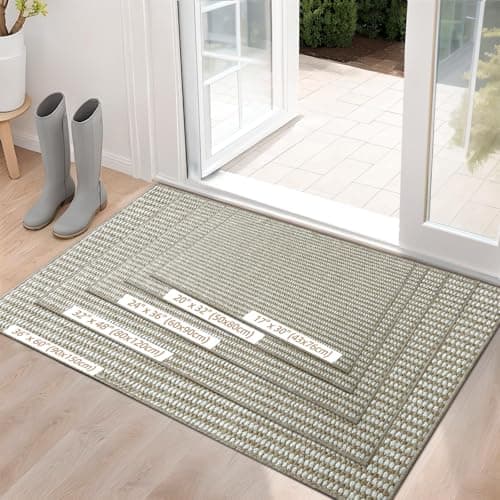 Indoor Door mat 32"x48", Dirt Trapper Door Mat, Non-Slip Washable Entrance Mat,Dirt Resistant and Absorbent Welcome Mat,Low-Profile Doormat for Entryways, Front Doors, and Indoor Entrances,Brown/White - Thumbnail 6