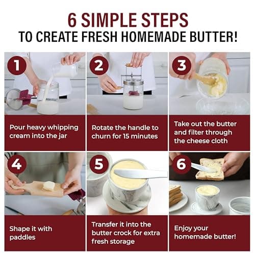 Dazey Butter Churn - Hand Crank Butter Churner- Manual Butter Maker- Beech Wood BUTTER PADDLES INCLUDED. Create Delicious Homemade Butter With Your Own Hand Crank Dazey Butter Churner (Turn N Churn) - Thumbnail 5