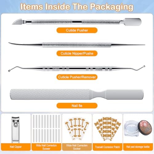 Ingrown Toenail Corrector Set with Correction Strips, Ingrown Toenail Removal Kit, Professional Ingrown Toenails Pedicure Tool Set (Silver) - Thumbnail 2