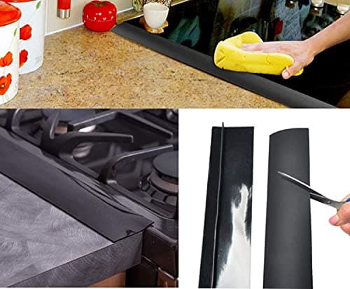 Silicone Kitchen Stove Gap Covers, Kitchen Counter Gap Anti-Slip Non-Tacky Filler Seals Spills Between Counter, Stovetop, Oven, Washer, Heat-Resistant，Set of 2 (21 Inches, Black) by liboyixi - Thumbnail 3