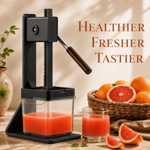 Kundita Premium Aluminum Manual Citrus Juicer, Heavy Duty Hand Squeezer for Fresh Orange Lemon Lime Juice, Perfect for Health Enthusiasts & Home Wellness Kitchens, Black - Thumbnail 3