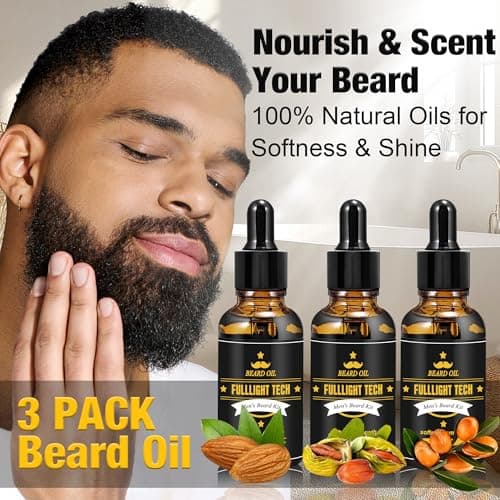 Beard Kit for Men Grooming & Care W/3 Pack Beard Oil, Wash, Balm, Comb, Brush, Scissors,Anniversary Valentines Birthday Fathers Gifts Idea for Husband Him Boyfriend Dad Men Christmas Stocking Stuffers - Thumbnail 4