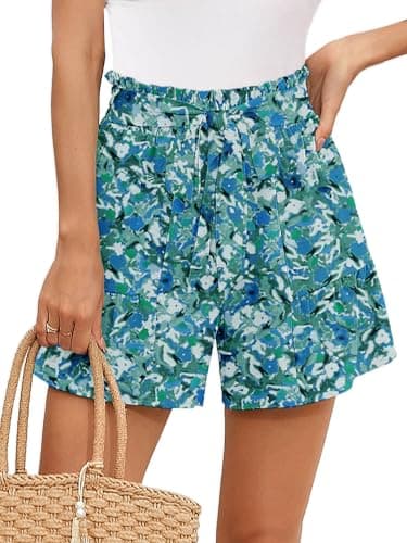 Heymoments Women's Wide Leg Shorts Lightweight Monet Garden Large High Waisted Flowy Adjustable Tie Knot Loose Fit Summer Cute Trousers - Image 1