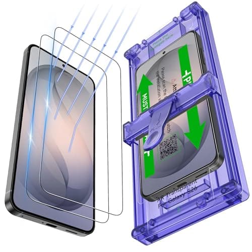 YWXTW Anti Reflective Screen Protector for Samsung Galaxy S26, [Bubble Free] Anti Glare & EZ Unlock Tempered Glass S26 Accessories, Case Friendly, 2 Pack - Image 1