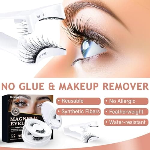 Magnetic Eyelashes, Effectively Natural Look False Lashes without Eyeliner, Light Weight & Waterproof Magnetic Eyelashes No Glue-Black - Thumbnail 3