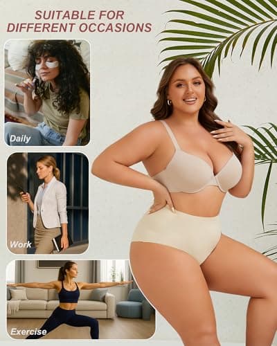 UNDER THE SEA Seamless Underwear for Women High Waisted V-shaped Back Briefs Soft No Show Womens Panties 4 Pack M - Thumbnail 6