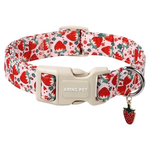 ARING PET Strawberry Dog Collar, Cute Summer Pink Pet Collars with Quick Release Buckle for Puppy Small Medium Large Boy Girl Dogs-M - Image 1