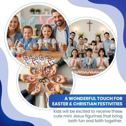 NOIENSI Jesus Loves You Figures 100 Pack – Multicolor Mini Jesus Figurines in Bulk, Little Jesus Figures for Easter, Church, and Religious Celebrations (Hand up) - Thumbnail 6