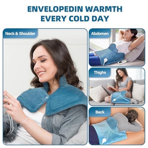 Curety Heating Pad for Neck and Shoulders, Weighted Electric Neck Heating Pad for Back Pain Relief 6 Heat Settings 4 Timers Auto Off Birthday Christmas Gifts for Women Mom Men Dad - Thumbnail 6