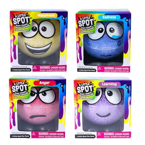 A Little Spot Ever Foam Moldable Capsules Pack, 4 Social Emotional Learning Sensory Toys for Kids, Never-Dry Foam Slime Fidget Toys for Calm Down Play, Classroom or Travel Toy, Ages 3+