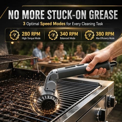 Upgraded Cordless Electric Grill Brush, Electric Grill Cleaner for Outdoor Grill & Electric BBQ Grill Brush with Powerful Motor, Rechargeable, Adjustable Angle – Perfect for Removing Burnt-On Grease - Thumbnail 2