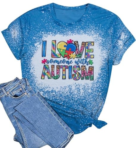 Autism Awareness Shirt Women Autism Shirts Autism Support Tops in April Blue Autism Mom Clothes Special Education Tees - Image 1