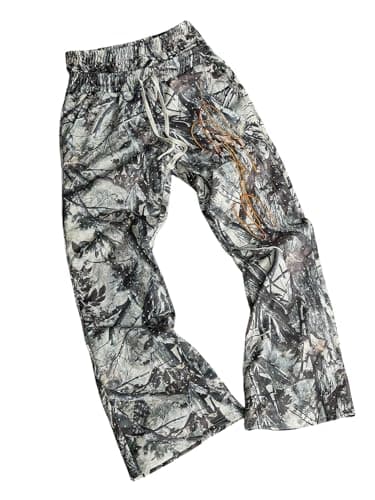 VIPWOLF Men's Camo Wide Leg Sweatpants Baggy Double Waisted Sweatpants Workout Cargo Pants Joggers Trousers Streetwear Green Camouflage Small - Image 1