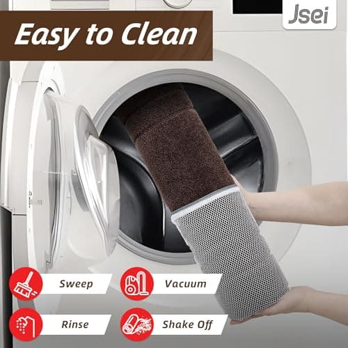 JSEI Entryway Rugs Doormat 24"x36", Non-Slip Dirt Trapper Door Mats Indoor, Washable Absorbent and Stain Resist Welcome Floor Mat for Front Door, Dog Door Mat, Dirty Wet Shoes & Paws, Brown - Thumbnail 6