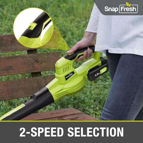 SnapFresh 20V Cordless Electric Leaf Blower - Lightweight with 2.0Ah Battery & Fast Charger, 2 Speed Modes for Lawn, Patio, Yard & Sidewalk Care - Thumbnail 6