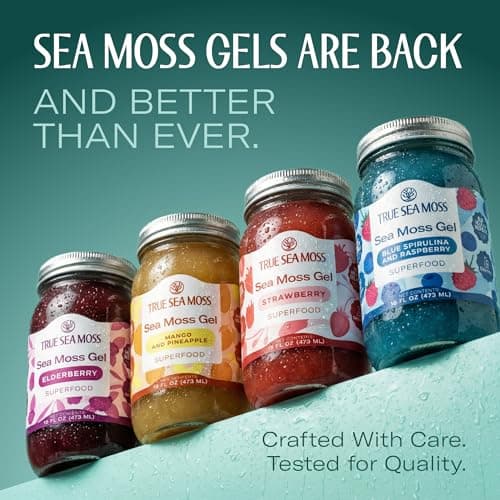 TrueSeaMoss Sea Moss Gel – Made in USA – Wildcrafted Seamoss, Fruits & Jarred Vegetables – Blue Spirulina, Pack of 1 (Labels May Vary) - Thumbnail 2