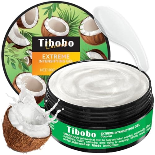 Tibobo Intensive Tanning Gel, Browning Tan Accelerator Cream, Outdoor Indoor Sun Tanning Oil Lotion with Carrot, Fast Deep Bronzer & Long-Lasting Glow, 3.5 Fl Oz, Tropical Coconut Scent - Image 1