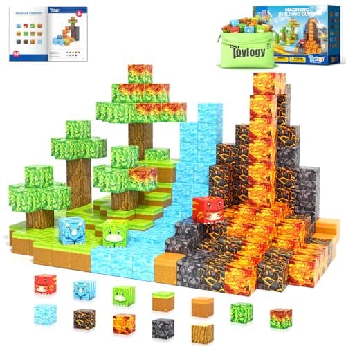 Magnetic Blocks-Build Mine Magnet World Dino Edition, Dinosaur Toys Magnet Building Blocks Jurassic Scenes Kids Toys for Boys 3-5 4-6 6-8 Magnetic STEM Construction Sensory Toddler Kids Games