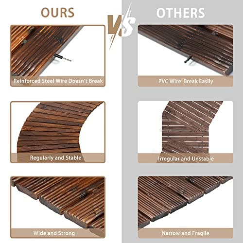 Spurgehom 7FT Wooden Garden Pathway Curved Outdoor Walkway Roll Out Cedar Wood Patio Flooring Path Decorative Lawn Patio Pavers Boardwalk Beach Wedding Party (Brown) - Thumbnail 6