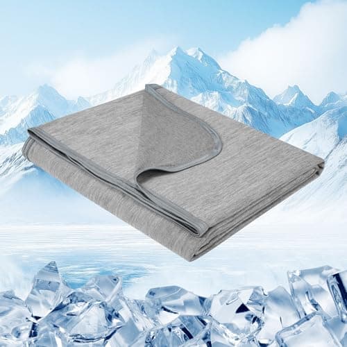 Danctec Cooling Blanket for Hot Sleepers, Cool Throw for Hot Flashes or Night Sweats, Q-Max>0.45 Summer Cool Fiber for Bed Couch Sofa, Lightweight, Soft, Twin or Single Size, 59x79 inch, Grey - Image 1