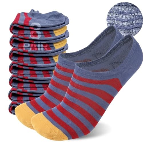 Sunew 8 Pairs No Show Socks for Women,Invisible Low Cut Ankle Socks,Non-slip for Casual and Dressy Wear-Soft Breathable Medium Stripe - Image 1