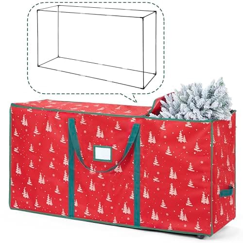ELONG HOME Christmas Tree Storage Bag for 9ft Tree, Deluxe Rolling Moving Bags with Wheels and Heavy-Duty Zippers，Padded Design with Secure Fastening Straps - Image 1