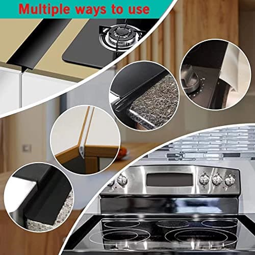 Silicone Kitchen Stove Gap Covers, Kitchen Counter Gap Anti-Slip Non-Tacky Filler Seals Spills Between Counter, Stovetop, Oven, Washer, Heat-Resistant，Set of 2 (21 Inches, Black) by liboyixi - Thumbnail 4