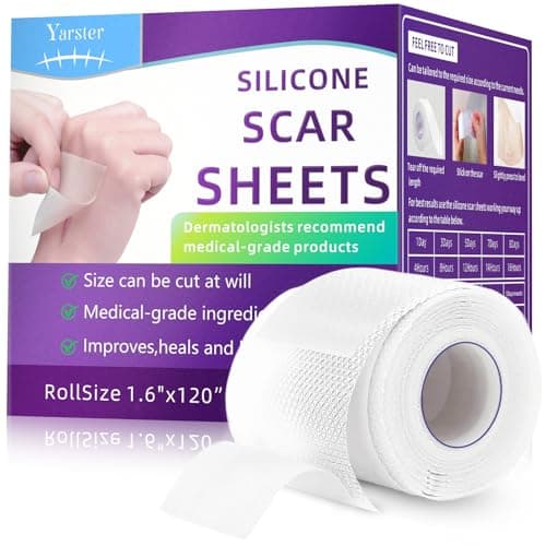 Yarster Silicone Scar Sheets, Silicone Scar Tape(1.6"x 120" Roll-3M), Medical Grade Scar Sheets, Scar Tape for Surgical Scars, Burn, C-Section, Keloid Scars, Acne Treatment, Stretch Marks Removal - Image 1