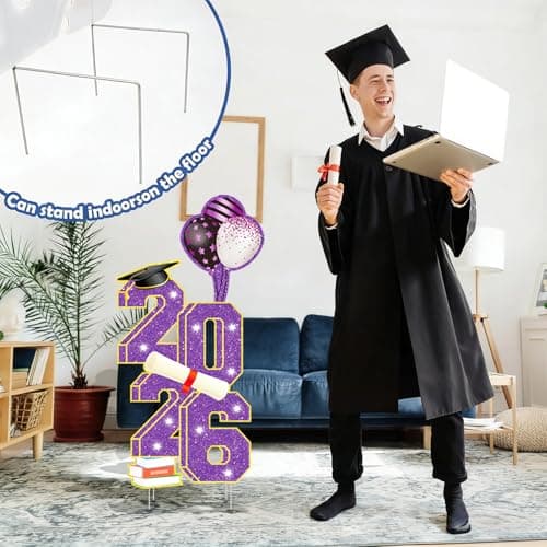2026 Graduation Decorations - 3.5FT Large Class 2026 Graduation Yard Sign Yard Decorations Congrats Graduation Lawn Signs 2026 Grad Yard Signs with Stakes for Outdoor Indoor Congrats Graduation Party Decoration Supplies - Thumbnail 5