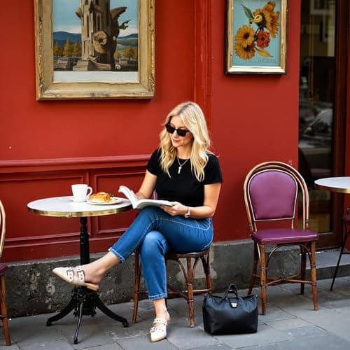 Grakihily Buckle Flats for Women Pointy Toe Wide Welt Buckled Mules Low Block Heel Slippers Mary Jane Shoes Comfortable Ballerina Flats - Thumbnail 3