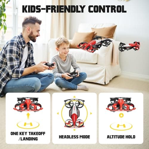 Drones for Kids 8-12, Mini Indoor Drone with 24 Piece Track Set, 2 in 1 RC Quadcopter & Flying Car Toys for Age 10-14 Boys with Jump Fly, Land Mode, Railcar Race,360 Flips,2 Batteries,Altitude Hold - Thumbnail 5