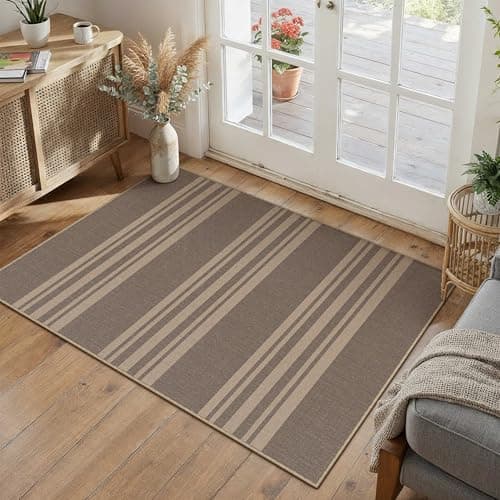 PureCozy Striped Easy Jute Rug 2x3 Nature Entryway Carpet Washable Non Slip Door Mat Farmhouse Neutral Non Shedding Entry Small Indoor Outdoor Rug for Kitchen Bedroom Mudroom Bathroom - Image 1