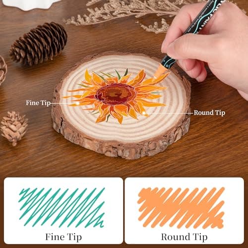 SMOOTHERPRO Acrylic Paint Markers, 24 Colors Dual Tip Acrylic Paint Pens for Wood, Canvas, Stone, Pumpkins, Rock Painting, Glass, Plastic, Ceramic, DIY Crafts Art Supplies - Thumbnail 2