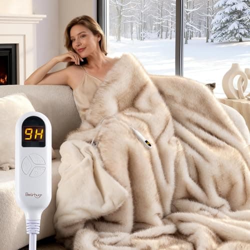 Bearhug Heated Blanket Twin Size 62" x 84", Luxury Faux Fur Electric Blanket with 10 Heat Levels, Ultra Plush Heating Blanket with 9H Auto Shut Off, ETL Certified & Machine Washable - Image 1