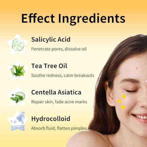 Dazzlook Yellow Star Shaped Pimple Patch with Salicylic Acid, Hydrocolloid Pimple Stickers for Blemish Care, 72 Count, Fashion Blemishes Patches - Thumbnail 3