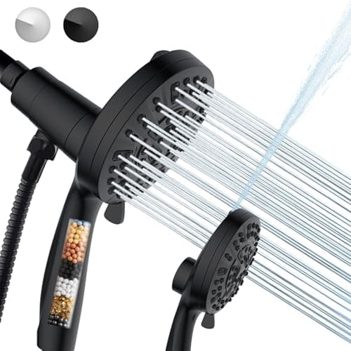 Handheld Shower Head with Filter, High Pressure 10-Spray-Mode Detachable Shower Head with 60-Inch Hose, Powerful Hand Held Shower Head for Low Water Pressure（Matte Black） - Image 1