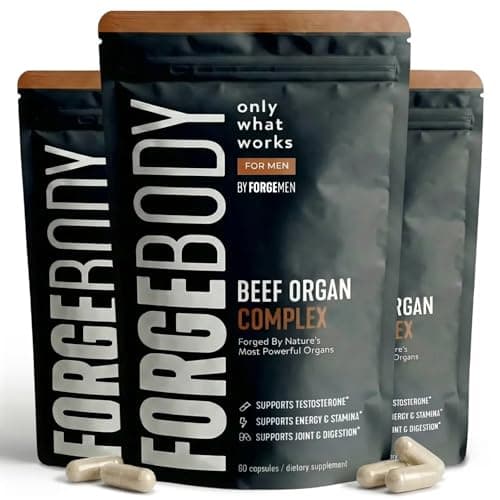 FORGEBODY® Beef Organ Complex Capsules [3 MONTHS] - 100% Grass Fed Beef Organ Supplement with Blend of Liver, Heart, Bone Marrow, Pancreas & Testicles - Supports Body Health & Brain Function (NON-GMO) - Image 1