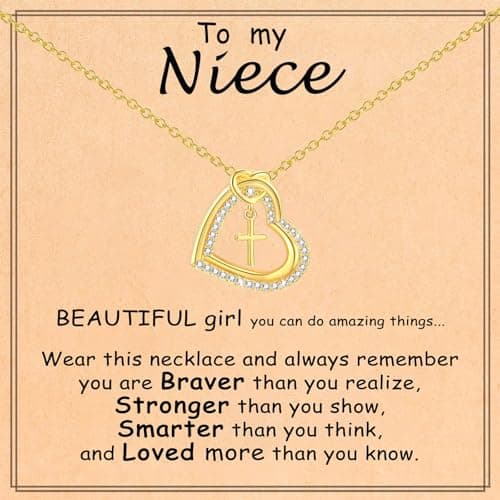 GLEZZA Niece Gifts,First Communion Gifts for Teens,Cross Necklace for Daughter Baptism First Communion Confirmation Graduation Gift - Image 1